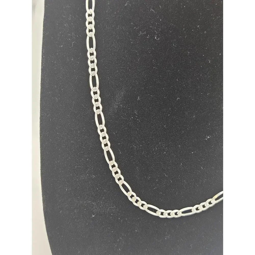20in Sterling Silver 3.7mm Diamond Cut Figaro Necklace Chain - Picture 4 of 12